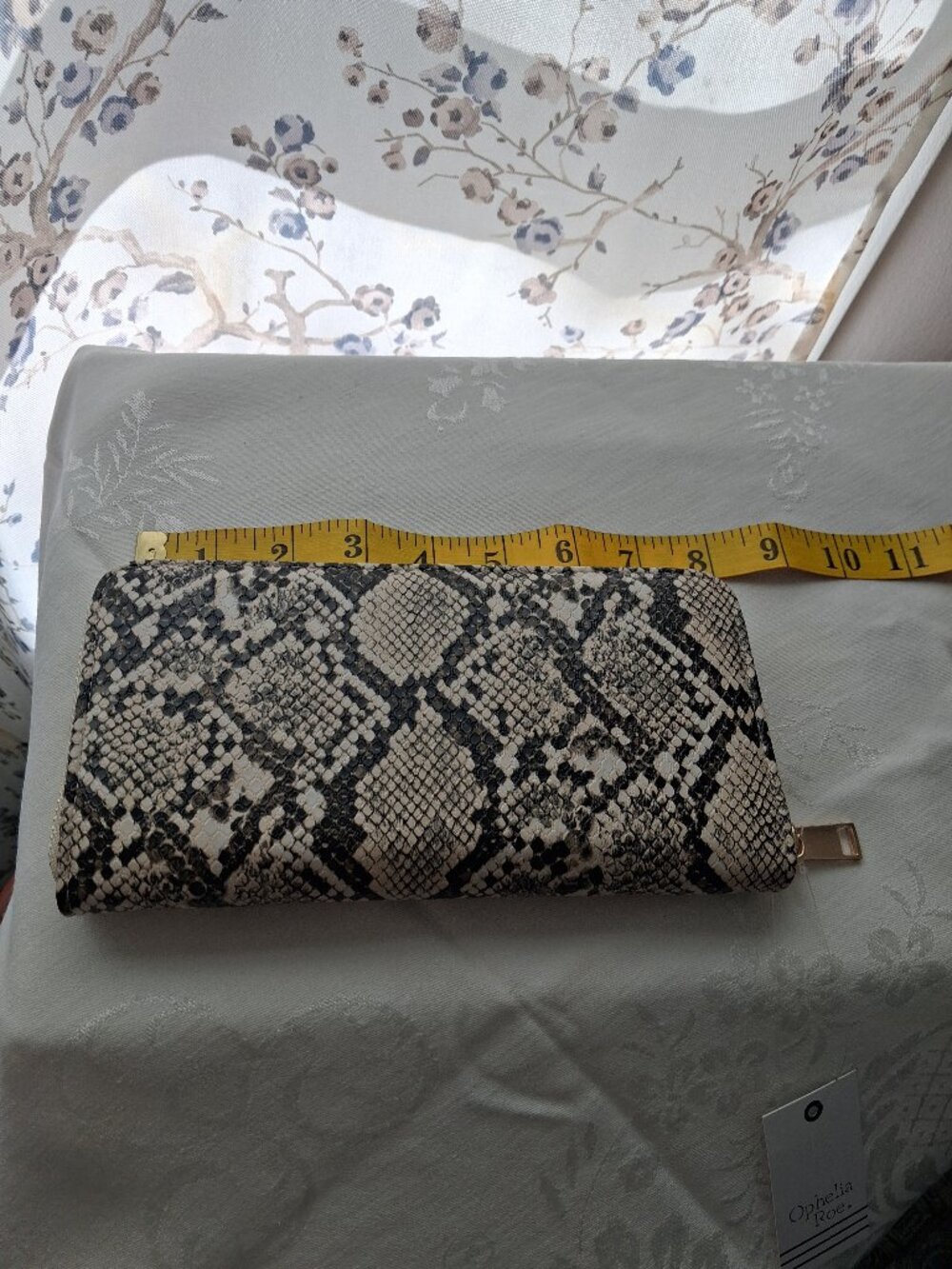Ophelia Roe Snakeskin Print Zip Around Wallet NWT